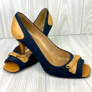 Stuart Weitzman Denim& Nude Heels